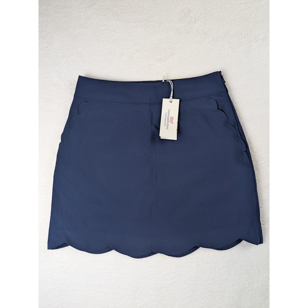 Vineyard Vines Women Performance 17" Scallop Skort Deep Bay Navy Blue Pickleball